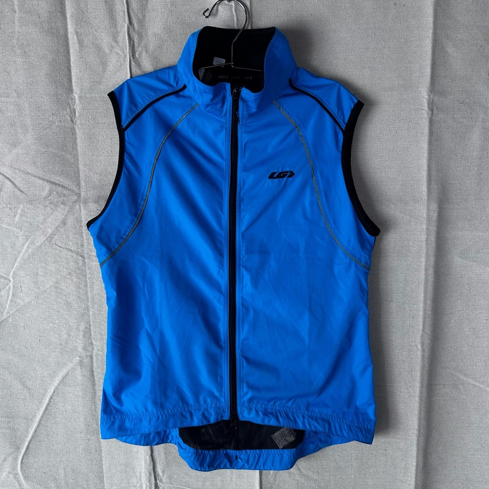 Louis Garneau Womens Cycling Vest‎ Blue Full Zip Mesh Back Reflective Large F07